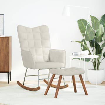 vidaXL Schommelstoel met kruk crèmekleurig fluweel, Kinderen en Baby's, Verzenden, Nieuw