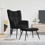 vidaXL Relaxstoel met kruk zwart fluweel, Verzenden, Nieuw