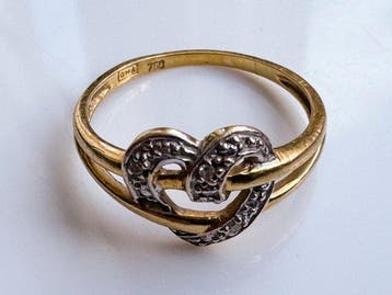 Ring - 18 karaat Geel goud - 0.08ct. tw. Diamant, Nieuw