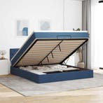vidaXL Bed poef met matras en LEDs 180x200 cm stof blauw, Eenpersoons, Nieuw, 80 cm, 200 cm