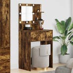 vidaXL Slaapkamer Kaptafels met lade Gerookt eiken 80 x 39,6, Huis en Inrichting, Tafels | Kaptafels, Verzenden, Nieuw