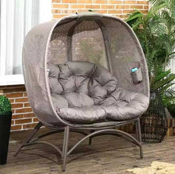 Tuinloungestoel voor 2 – Opvouwbare Mand met Kussens, Verzenden, Nieuw, Overige materialen