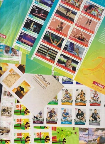 Australië - Verzameling zelfklevende velletjes van 10, Gestempeld