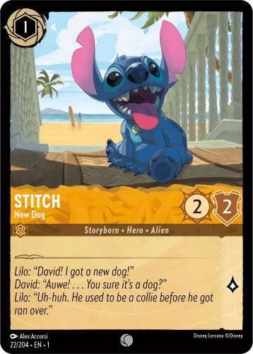 [22/204] - STITCH - New Dog ENG NON-FOIL [M/NM], Verzamelen, Disney, Ophalen of Verzenden, Nieuw