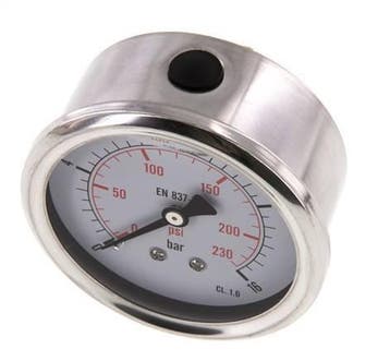 0..16 Bar Glycerine Manometer Achteraansluiting RVS/Messing, Verzenden, Nieuw