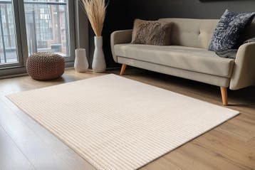 Hoogpolig Vloerkleed | Plush | Strepen | Beige | 160x230 cm, Verzenden, Nieuw