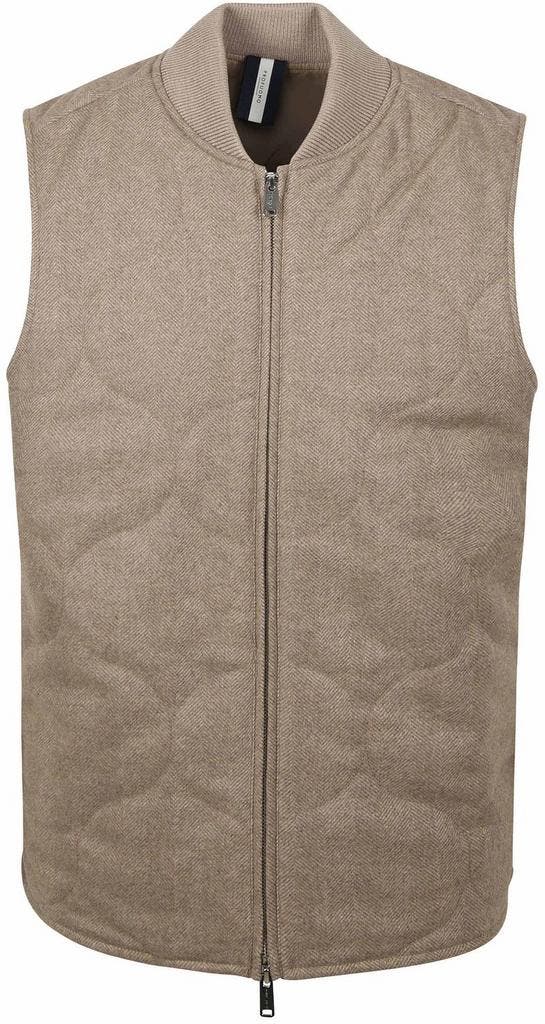 Profuomo Herringbone Bodywarmer Sand maat 52 Heren, Kleding | Heren, Jassen | Winter, Beige, Nieuw, Maat 52/54 (L), Verzenden