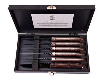 Laguiole - 6x Luxury Steak Knives - Wengé Wood - style de -