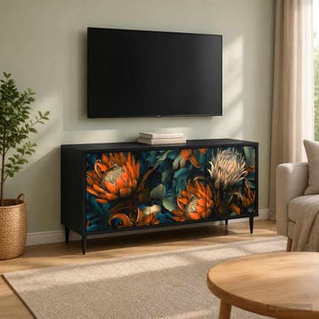 vidaXL Tv-meubel LOCHEM 102 x 33 x 51 cm Zwart eiken Bewerkt, Minder dan 50 cm, Verzenden, Nieuw, Minder dan 100 cm