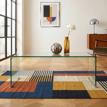 Salontafel Väsas gehard glas 90x90x35 cm transparant [en.cas, Verzenden, Nieuw
