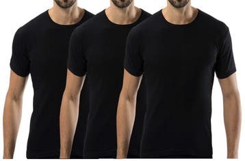 3 stuks Bonanza Basic T-shirt - O-neck - 100% katoen - Zwart, Verzenden