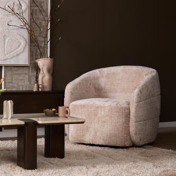 Draaibare Fauteuil Yara Beige | Starfurn, Ophalen of Verzenden, Nieuw
