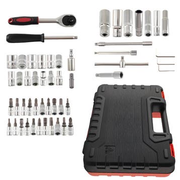Set 53 Tools 1/4 DR Sockets 4-14mm Bits Ratchet Extensio..., Verzenden, Nieuw