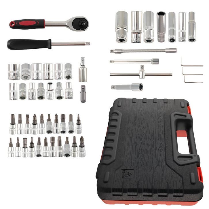 Set 53 Tools 1/4 DR Sockets 4-14mm Bits Ratchet Extensio..., Auto diversen, Autogereedschap, Nieuw, Verzenden