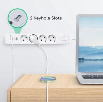 Stekkerdoos met USB - Verlengsnoer - Verlengkabel - 1,5M - W, Verzenden, Zo goed als nieuw