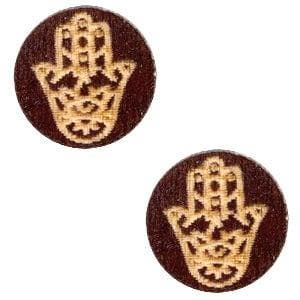 2 x Houten cabochon Hamsa hand van Fatima 12mm Dark brown, Ophalen of Verzenden, Nieuw, Kraal