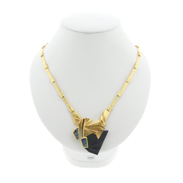 Gouden Limited Edition Lapponia collier met triplet opaal..., Sieraden, Tassen en Uiterlijk, Kettingen, Goud, Gebruikt, Met edelsteen