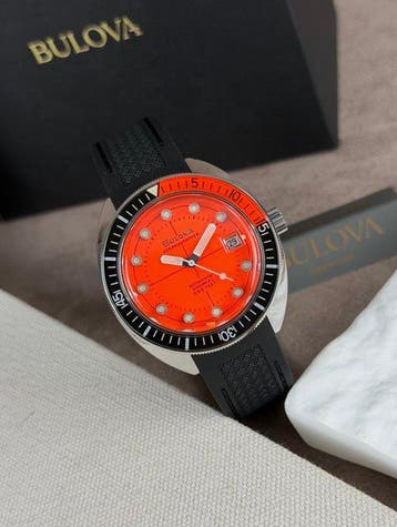 Bulova - Oceanographer Snorkel Automatic Date Orange/Black -, Nieuw