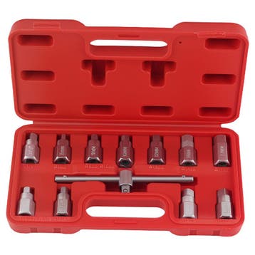 Drain Plug Socket Set 3/8 met Hex T-Bar 8-17mm 12 stuks, Verzenden, Nieuw