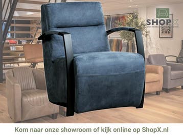 Leren fauteuil Arrival - Kenia Denim (blauw), Nieuw, Ophalen of Verzenden, 50 tot 75 cm, Industrieel, Modern