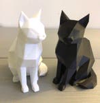 sculptuur, Geometrisch Kattenduo - 10 cm - kunststof, Antiek en Kunst