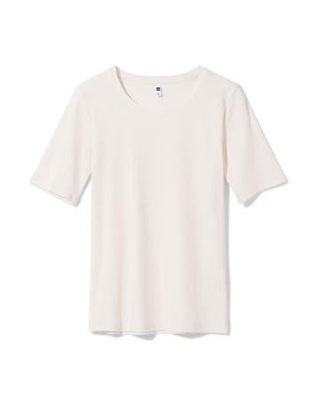 HEMA Dames T-shirt Clara rib wit, Verzenden, Nieuw