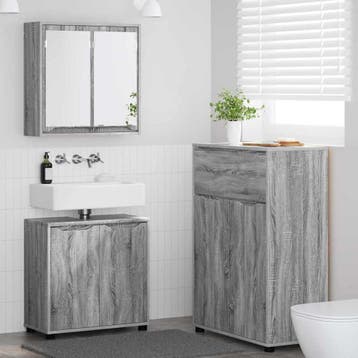 vidaXL Badkamermeubelset 3 st Grijs Sonoma 72,5 x 36,5 x 100, Huis en Inrichting, Badkamer | Badkamermeubels, Verzenden, Nieuw