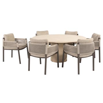 Hampton Savanne dining tuinset 160xH75 cm rond 7 delig, Ophalen of Verzenden, Nieuw