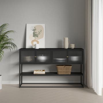 Sideboard Säkylä 150x38x90 cm zwart [en.casa], Verzenden, Nieuw