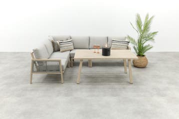GI Decala rope lounge-/diningset - Teak/Zand, Verzenden, Nieuw, Overige materialen, Loungeset