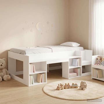 vidaXL Jeugd bedframe met opbergruimte Wit 90 x 200 cm, Eenpersoons, Verzenden, Wit, Nieuw
