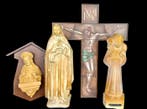 Set van 4 religieuze beelden (4) - Gips, Glas, Hout - 20th, Antiek en Kunst