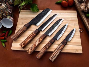 Keukenmes - Kitchen knife set - 714 - Staal, Hout,