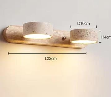 Travertijn Duo Wandlamp – Wabi Sabi LED Spiegelverlichting, Verzenden, Nieuw