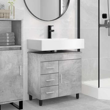 vidaXL Badkamer Waskom Betongrijs 60 x 35 x 60 cm Bewerkt, Verzenden, Nieuw
