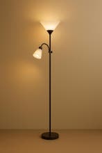 Vloerlamp | DUOS | 1x E27 & 1x E14 | 176cm | Zwart, Ophalen of Verzenden, Nieuw, Metaal, 100 tot 150 cm