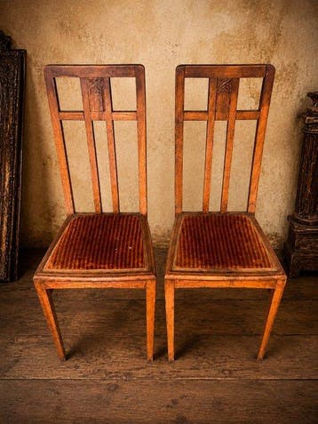 Stoel (2) - Hout, Textiel - Engelse stoelen, Antiek en Kunst