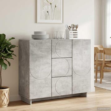 vidaXL Dressoir Betongrijs 85,5 x 31 x 75 cm Bewerkt hout, Verzenden, Nieuw, 50 tot 100 cm, 25 tot 50 cm