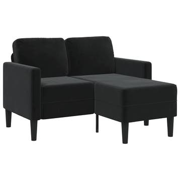 vidaXL Tweezitsbank met chaise longue L-vormig zwart 125 cm, Verzenden, Nieuw, Tweepersoons, Stof