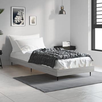 vidaXL Bedframe bewerkt hout grijs sonoma eikenkleurig, Eenpersoons, Verzenden, Nieuw, Grijs