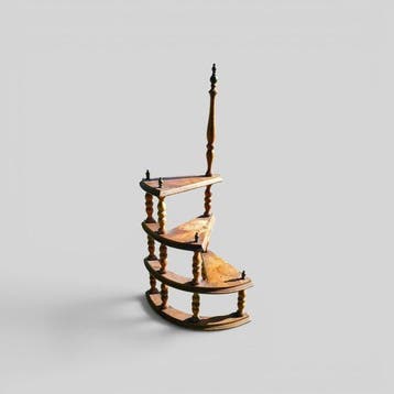 Library stairs with 3 tiers with brass finals - Trapje -, Antiek en Kunst