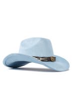 Cowboyhoed Lichtblauw Gevlochten Band Verstelbaar t/m 59 Bla, Ophalen of Verzenden, Nieuw, Overige maten, Carnaval