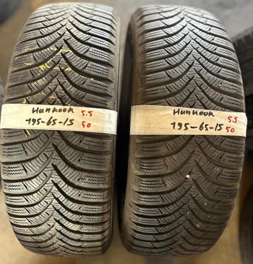 2x195-65-15 hankook winter 5.5mm €50 per band 195 65 15, Ophalen, Gebruikt, 15 inch, Winterbanden
