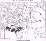 Spotprent met mannen die het fascisme grootbrengen (Lithos), Antiek en Kunst, Kunst | Litho's en Zeefdrukken, Verzenden