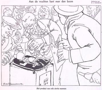 Spotprent met mannen die het fascisme grootbrengen (Lithos), Verzenden