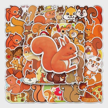 50x Schattige Eekhoorn Stickers - Waterdicht & Vinyl voor Sk, Verzenden, Nieuw