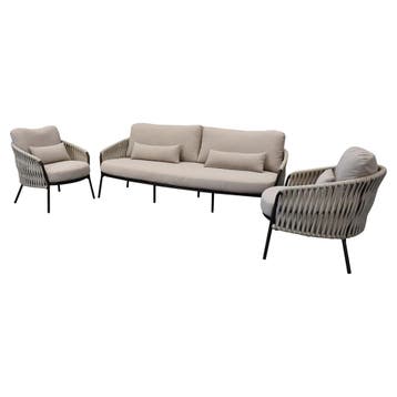 Sarenza stoel bank loungeset 3 delig zand rope terre frame, Tuin en Terras, Ophalen of Verzenden, Nieuw