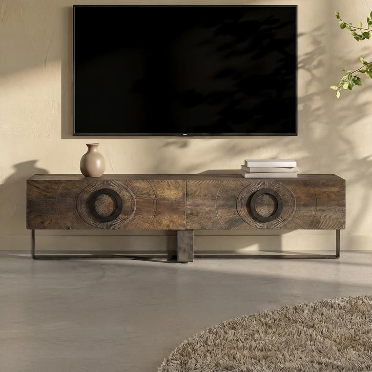 *WOONWINKEL* Tower Living Padua Uniek Tv-meubel Mangohout, Huis en Inrichting, Kasten | Televisiemeubels, Nieuw, Verzenden