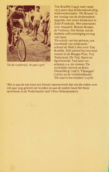 De renner 9789035101845 Tim Krabbe, Verzenden, Gelezen, Tim Krabbe