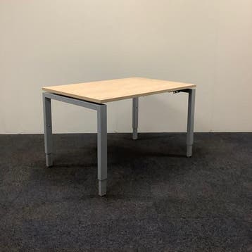 verstelbaar bureau 120x80 cm, Grijs metalen poten - Ahorn, Gebruikt, In hoogte verstelbaar, Ophalen of Verzenden, Grijs